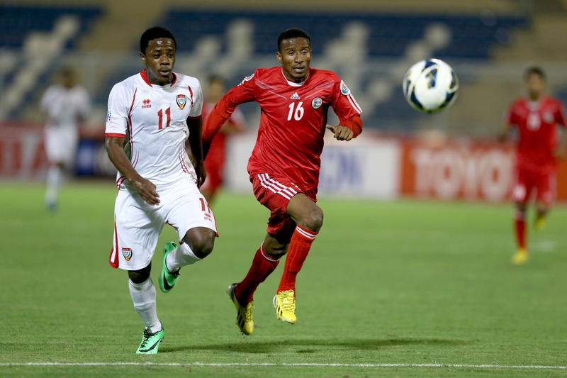 Mohammed Al Boqshan, at right, competes for Yemen in less catastrophic times, during the AFC-U22 Championship in 2014.